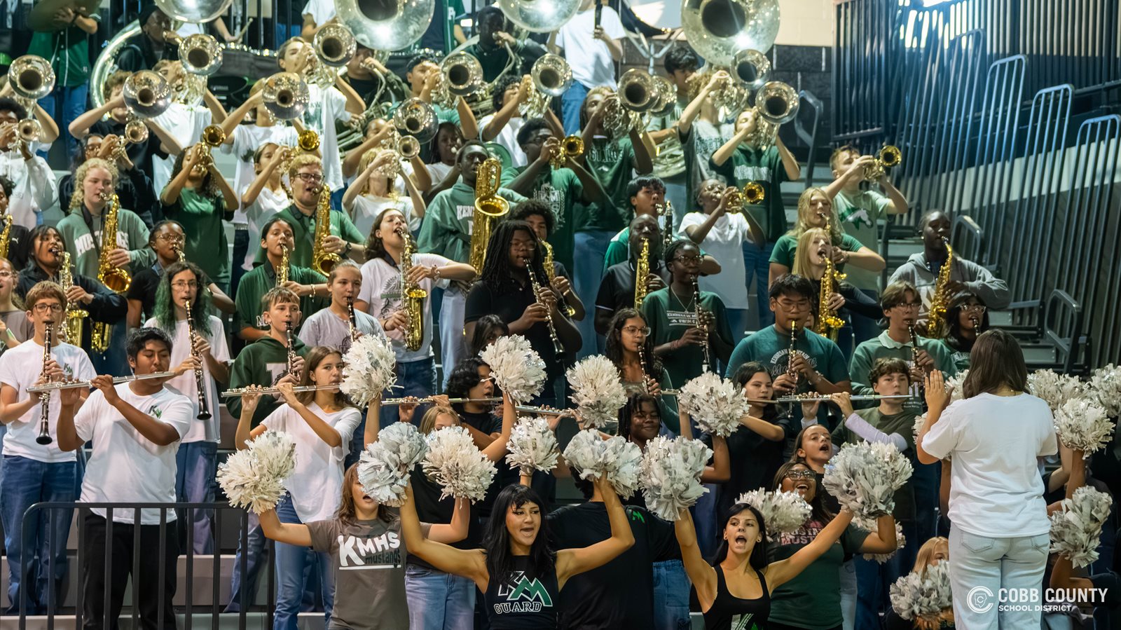 The KMHS band plays the school fight song