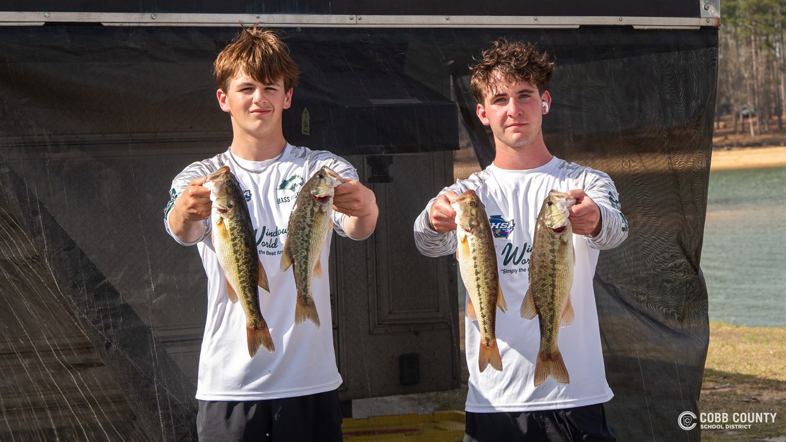 Kennesaw Mountain's Cody McAnulty and Ramsay Bailey hold up 4 of their 5 catches