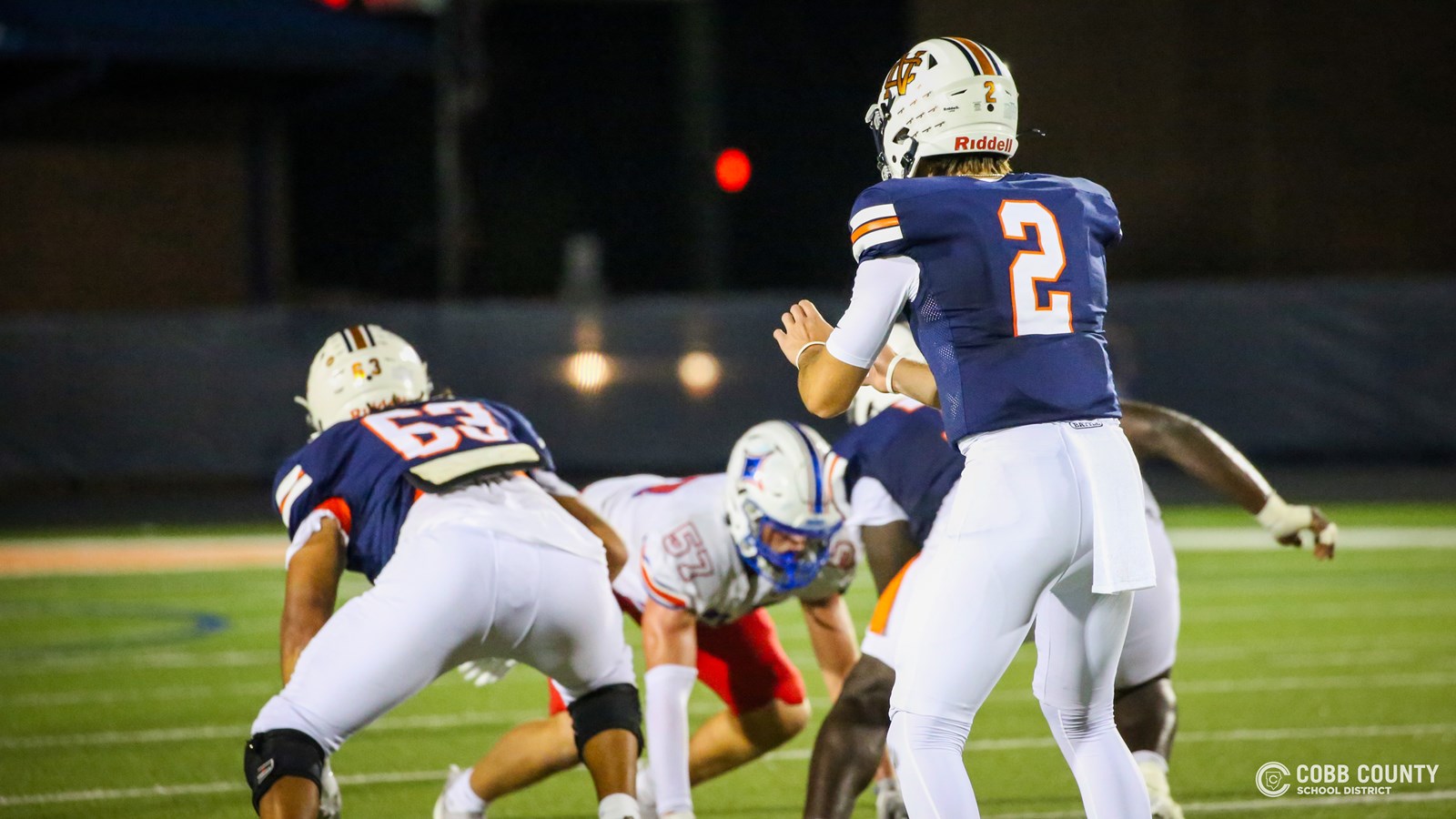 North Cobb junior quarterback Teddy Jarrard calls for the snap