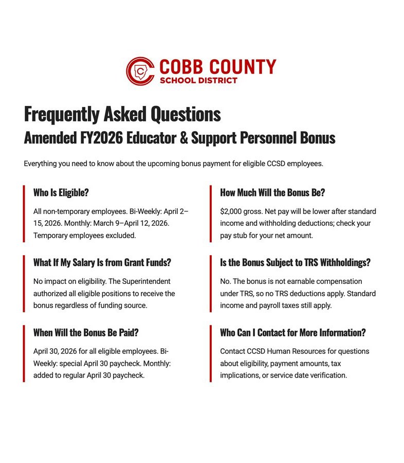 Frequently Asked Questions Amended FY2026 Educator & Support Personnel Bonus