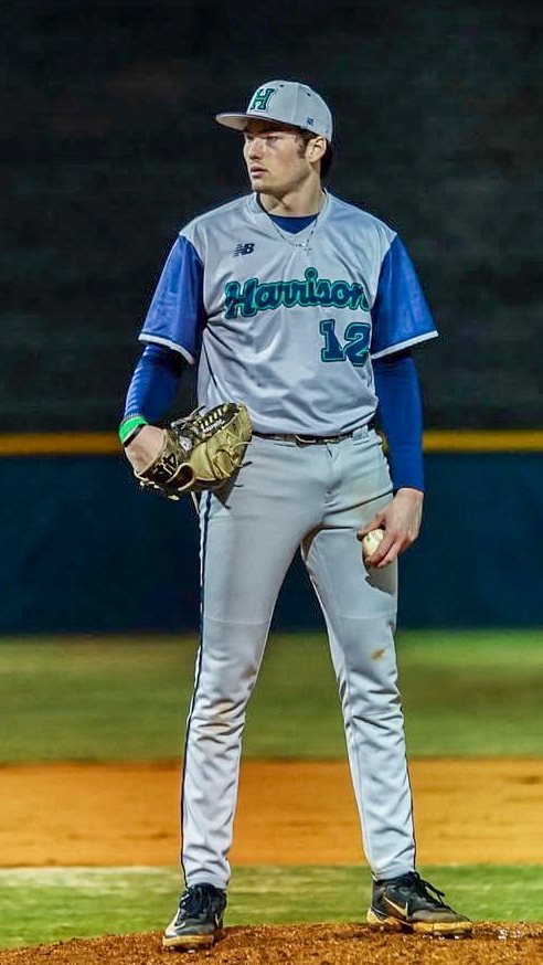 Harrison's Colin White on the mound in his senior season