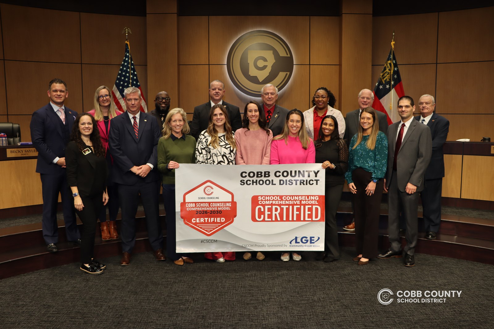 Lassiter's team of counselors are recognized at the Cobb Board of Education meeting