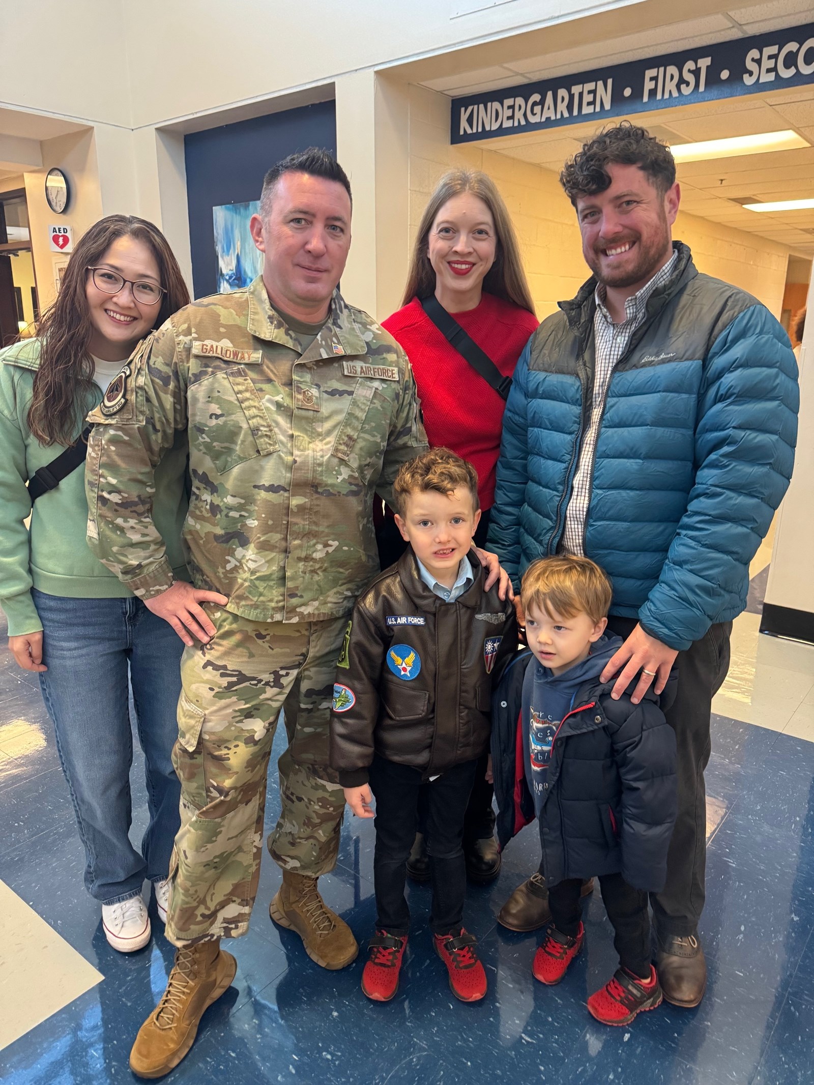 Veteran with family at Keheley Elementary