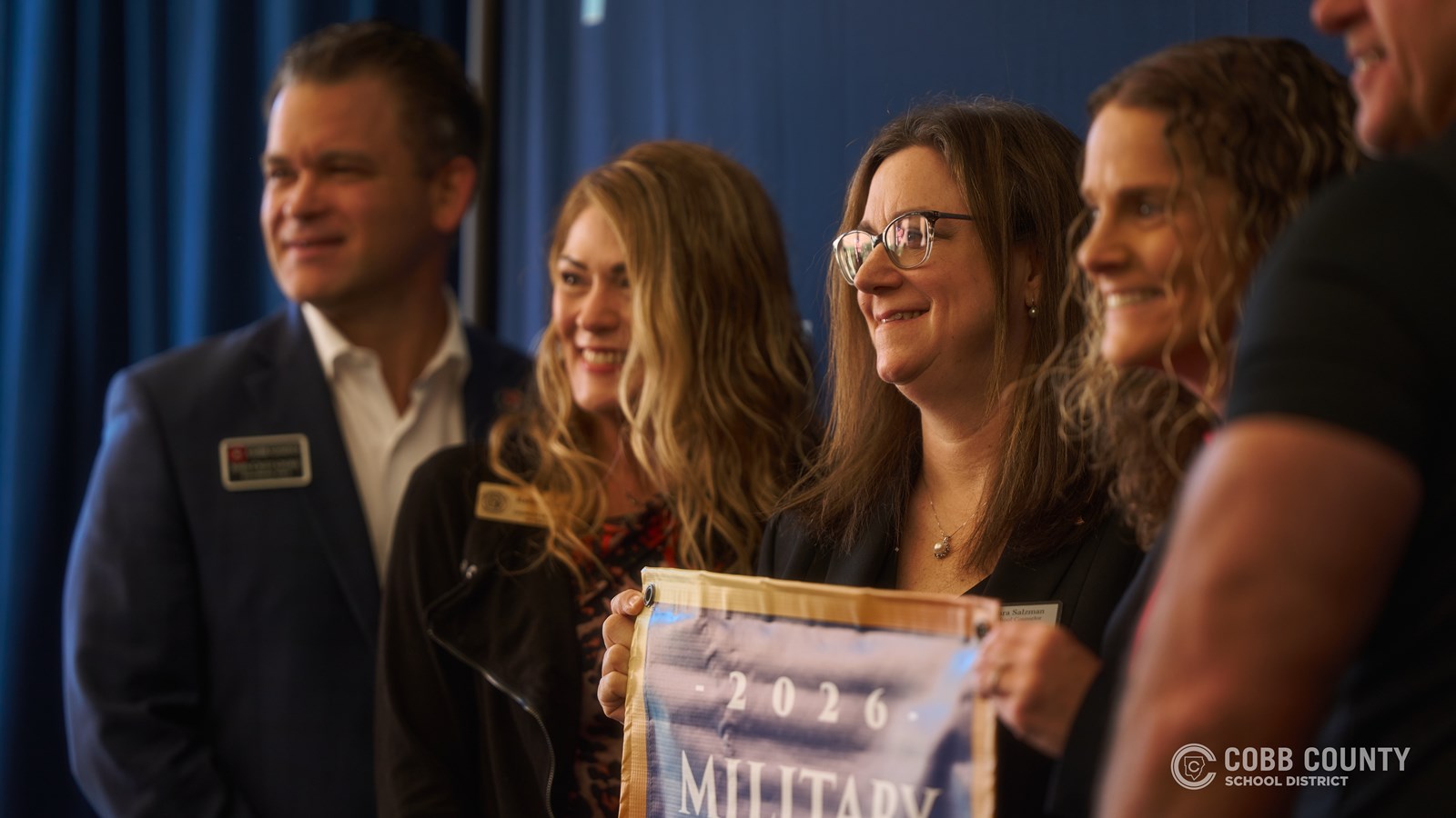 Hightower Trail Middle School community celebrates Military Flagship School recognition ceremony.