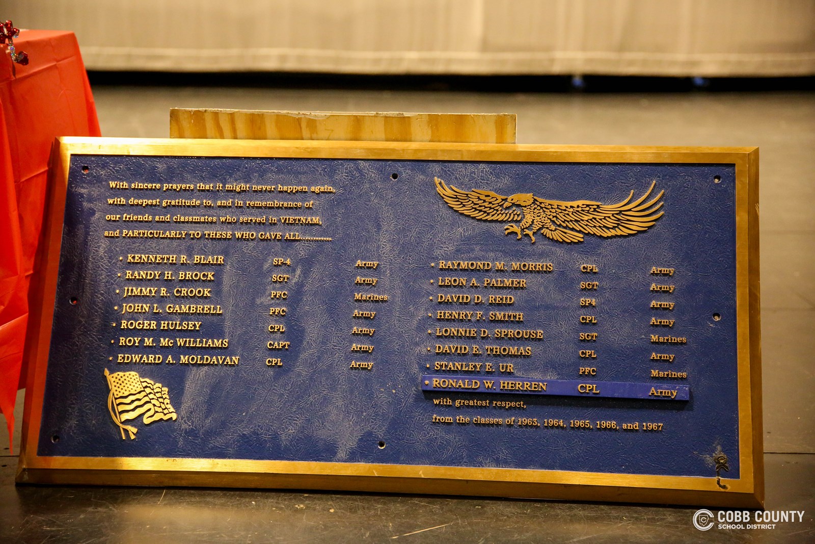 Vietnam Plaque South Cobb HS