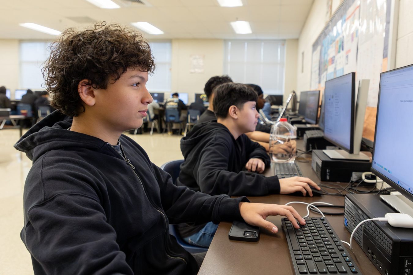 South Cobb students working at computers in a lab