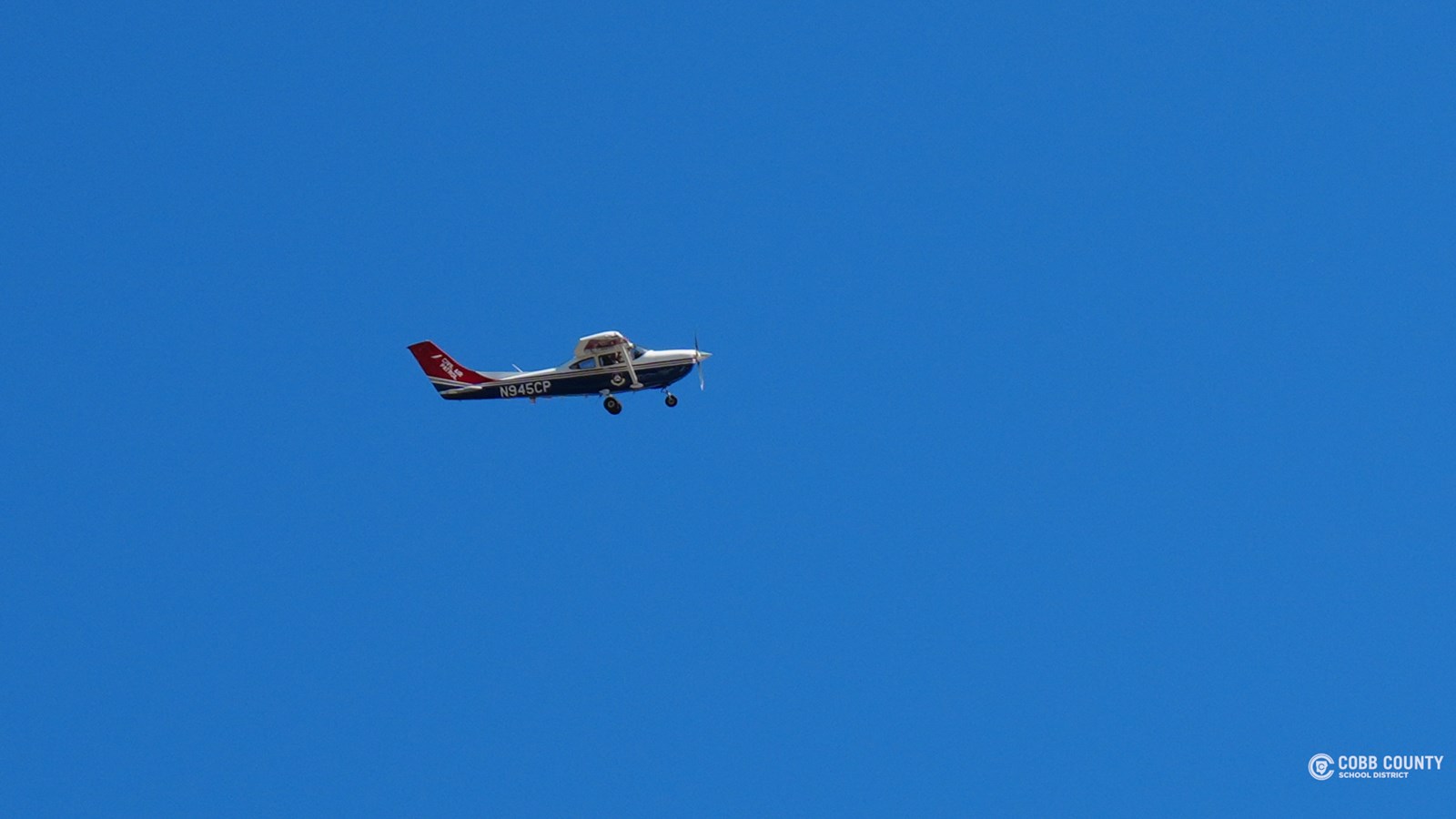 Teachers flew inside these Cessna planes guided by a member of the Civil Air Patrol.