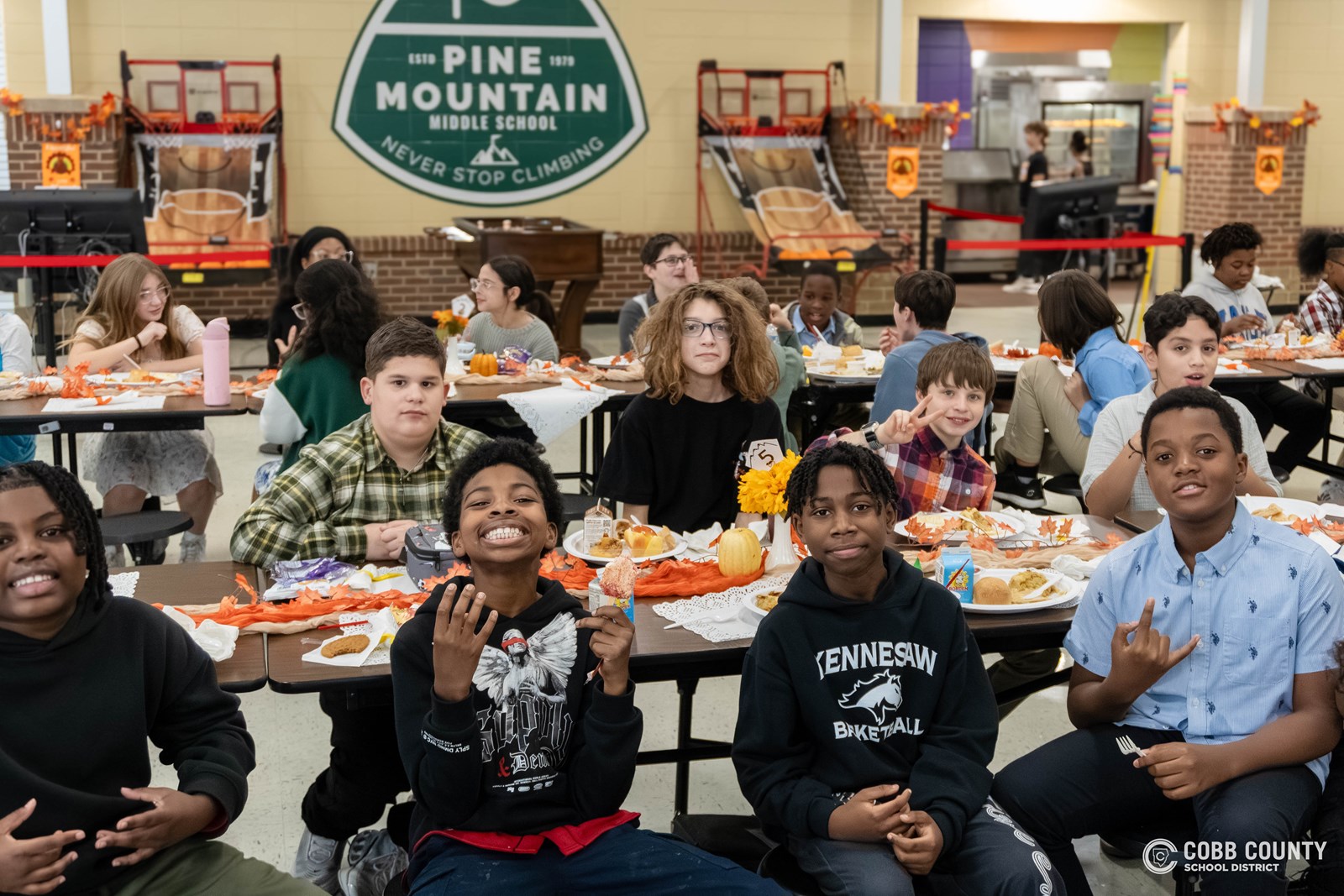 Pine Mountain Middle School students take part in a special Thanksgiving lunch.