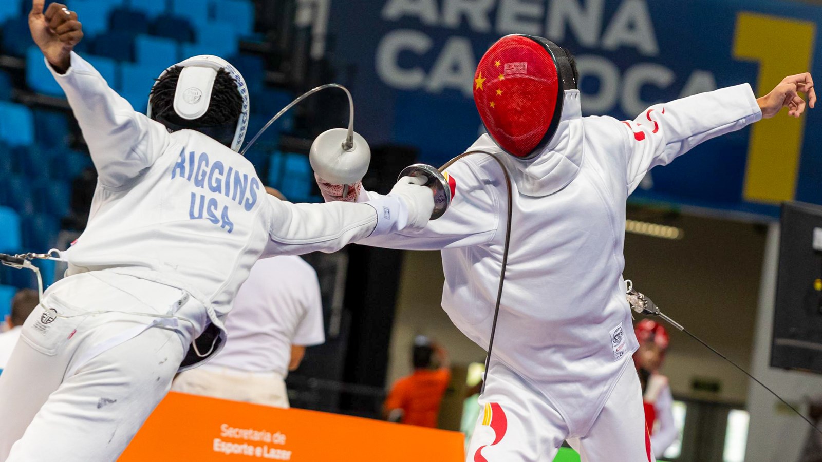 Joshua Riggins lunges for a first touch