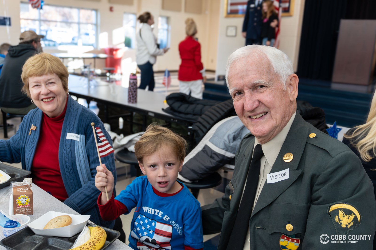 Veterans enjoying breakfast at East Side Elementary 