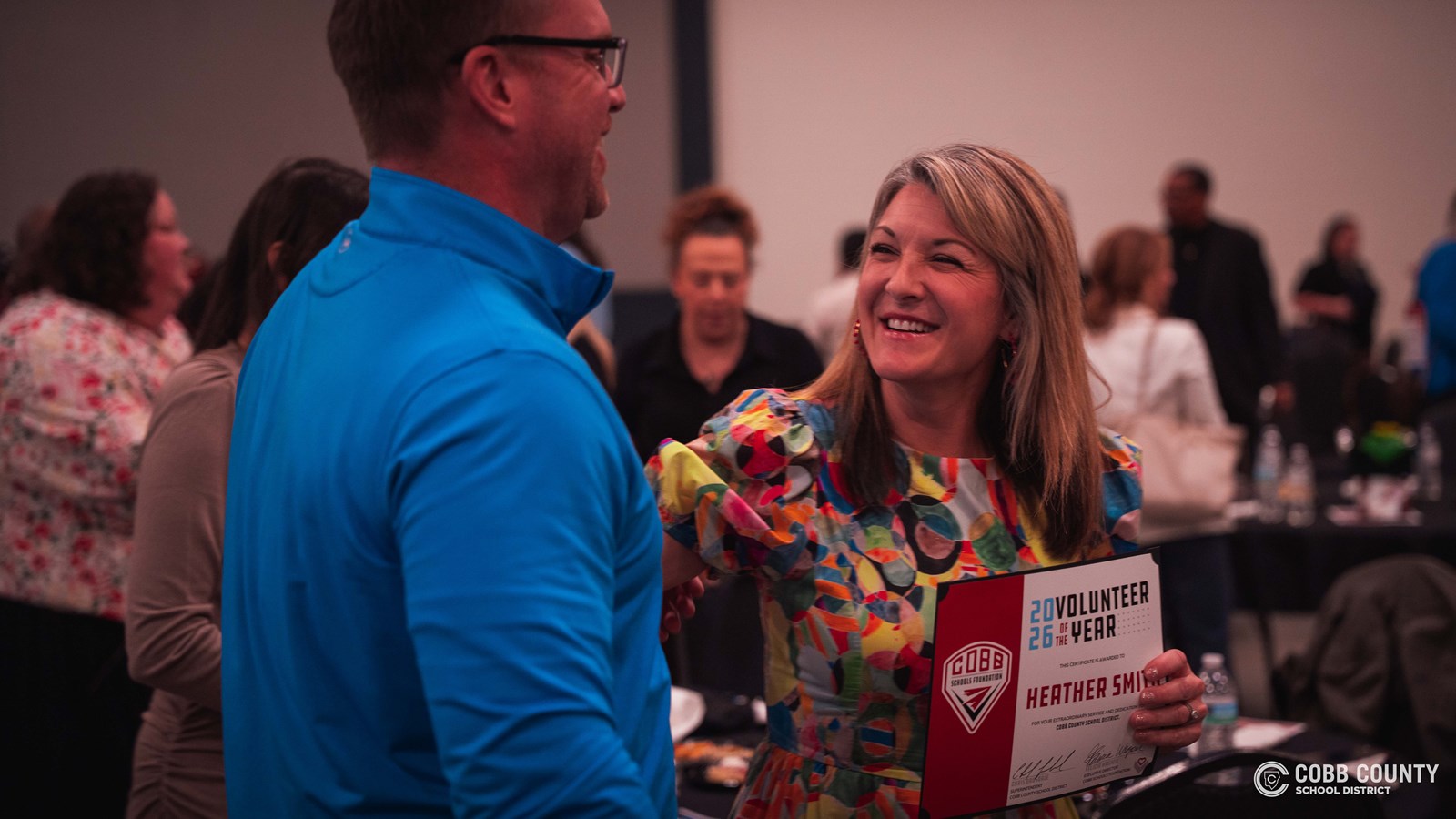 2026 Cobb Schools Volunteers of the Year recognized on stage at the annual luncheon.