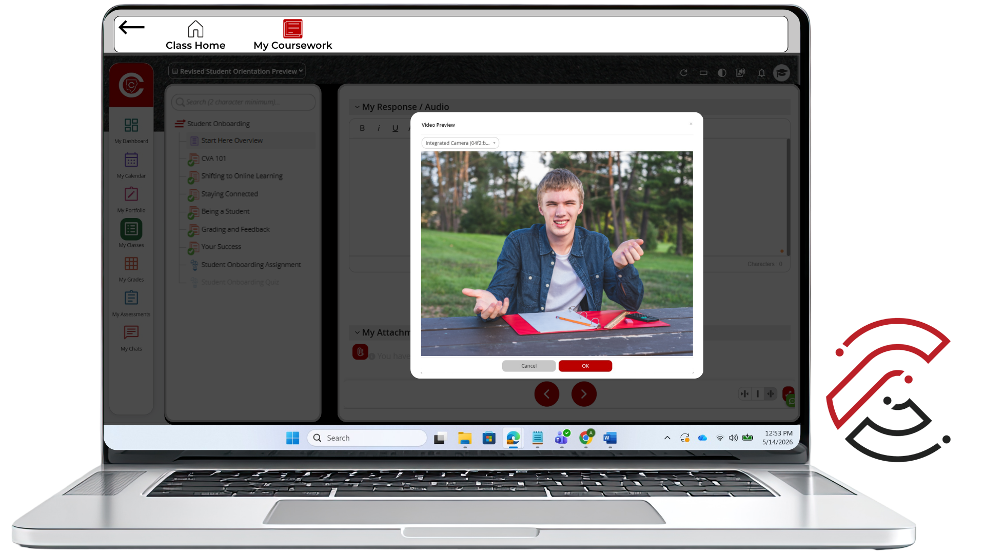 Screenshot of the camera access window.
