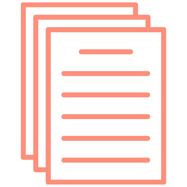 Icon of stacked pages with text lines, representing a booklet or collection of course materials.