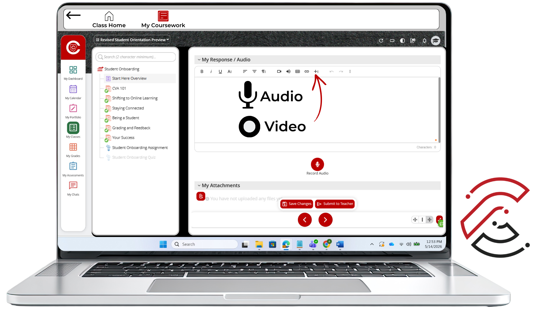 Screenshot of the media tools for adding recordings.