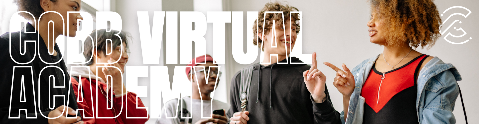 Banner image showing students with overlay text reading Cobb Virtual Academy