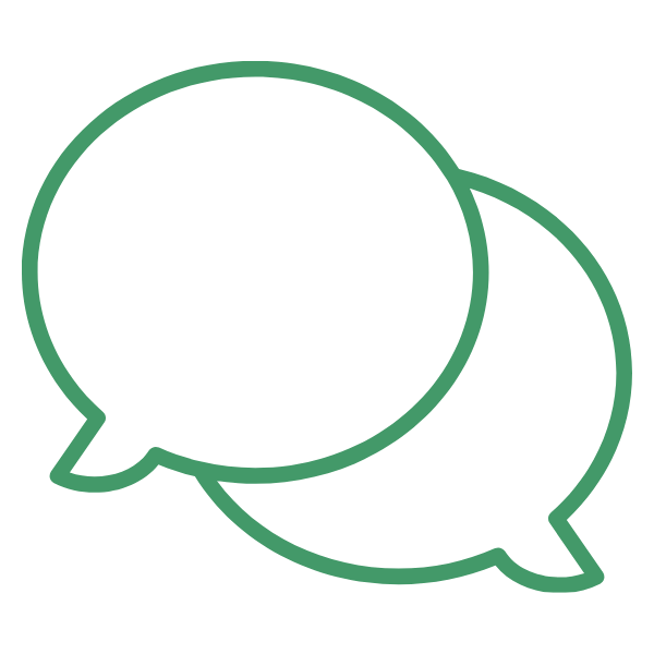 Icon of overlapping speech bubbles, representing a discussion board or class conversation.
