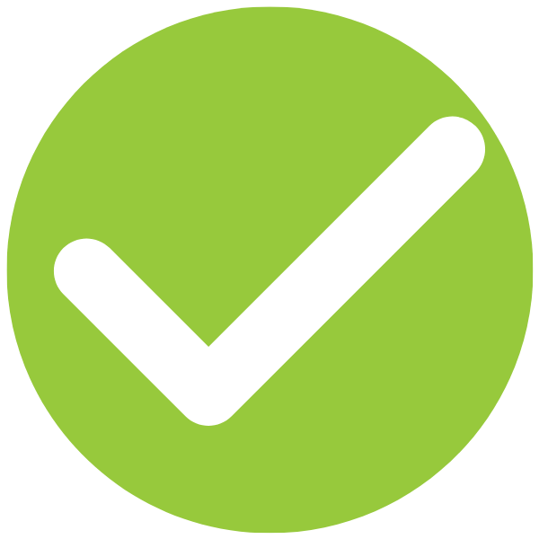 Green circle icon with a white check mark.