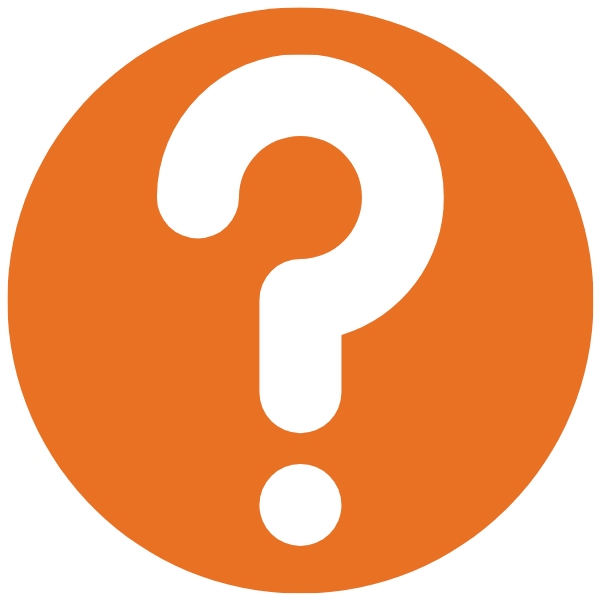 Orange circle icon with a white question mark.