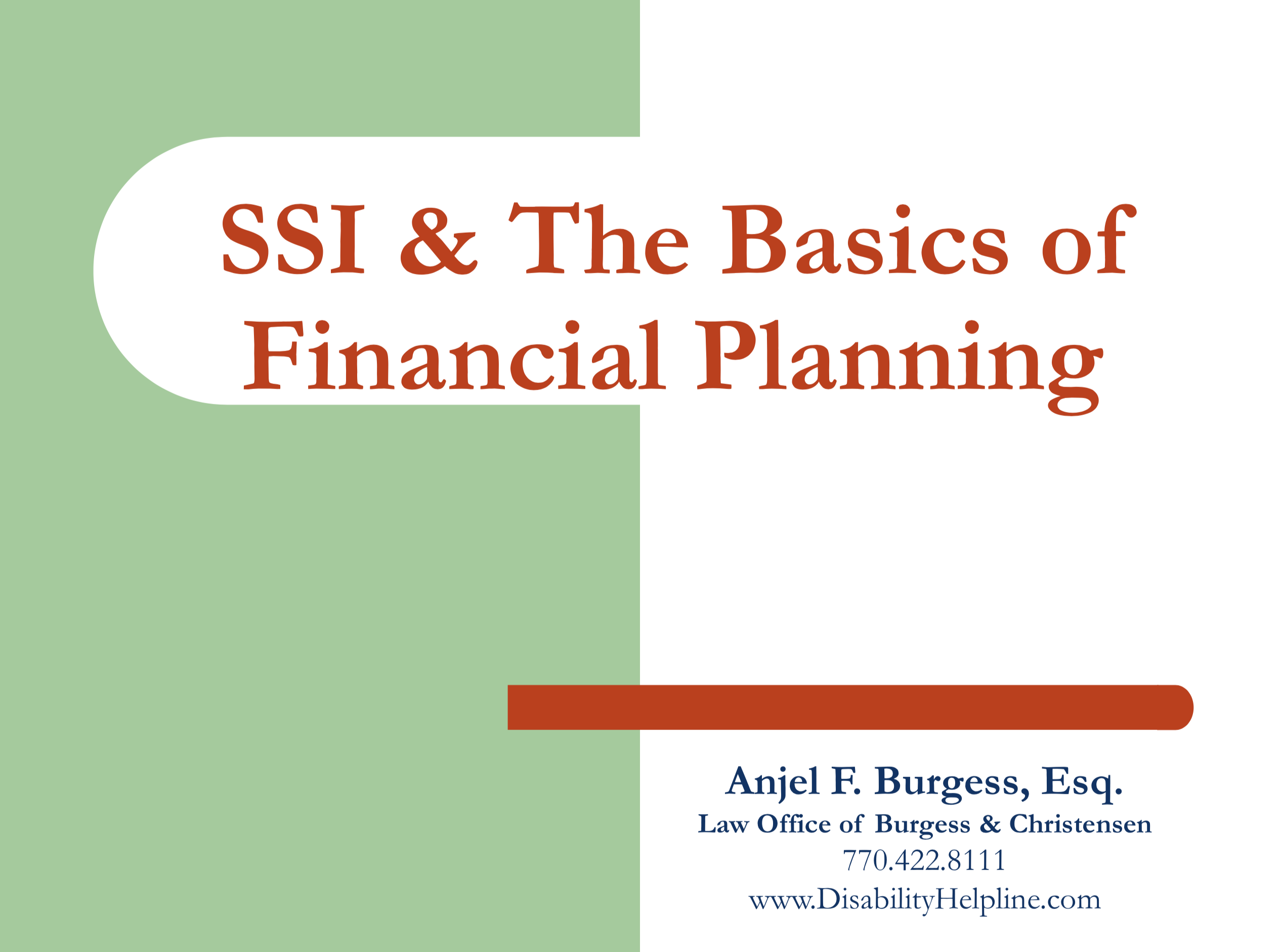 SSI and The Basics of Financial Planning