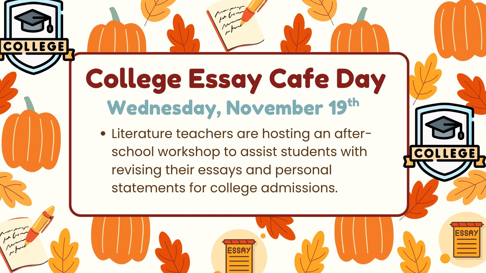 College Essay Cafe Day