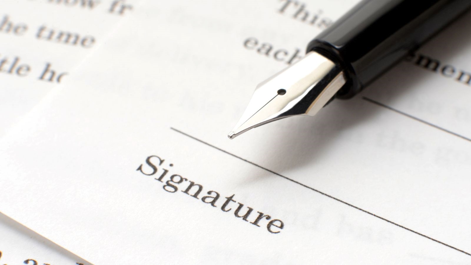 Photo of a contract 