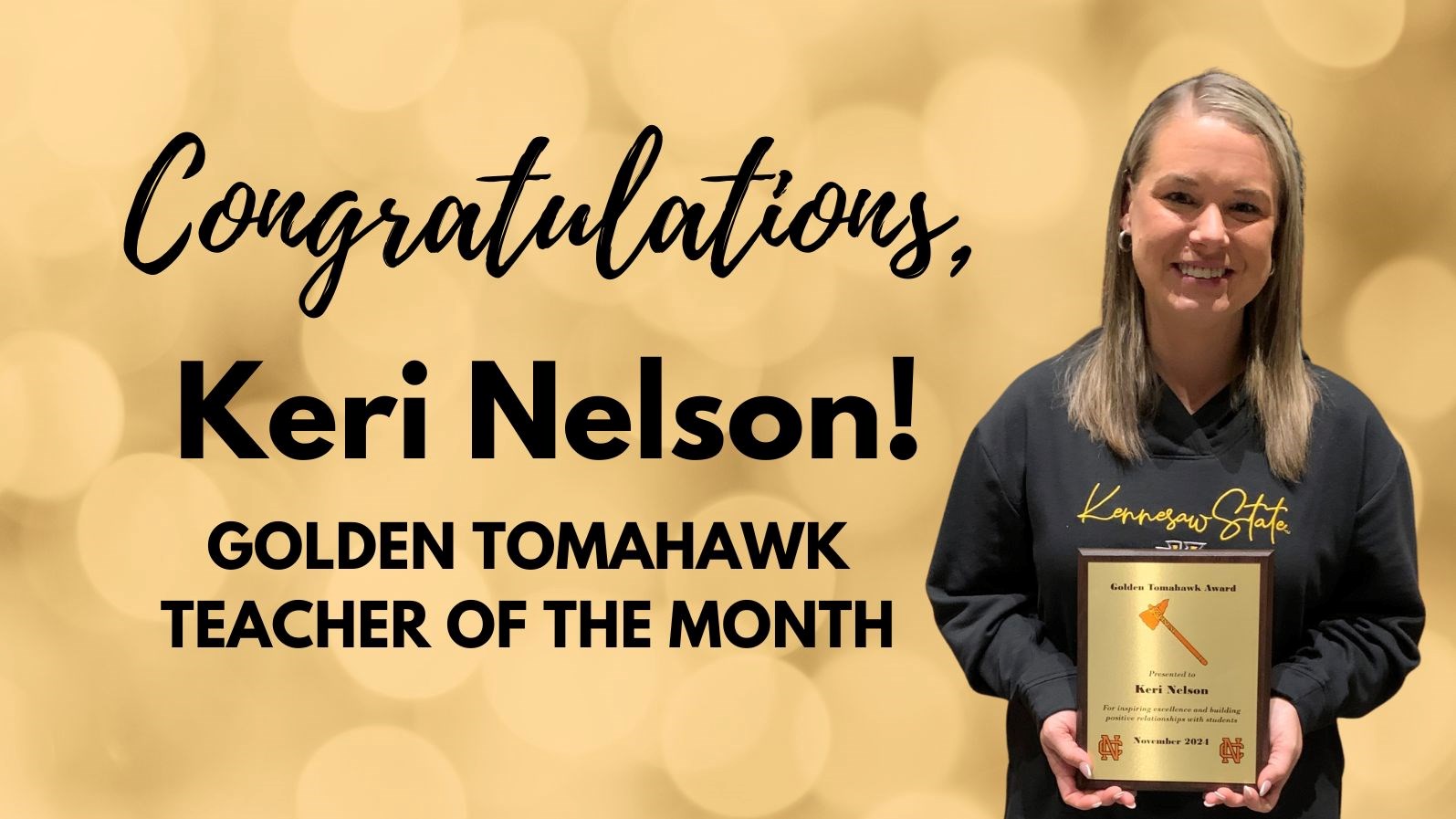 Congratulations, Ms. Nelson!