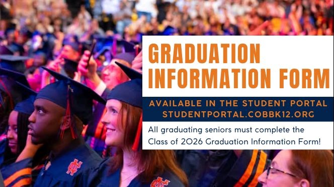 Graduation Information Form title page with a photo of graduates