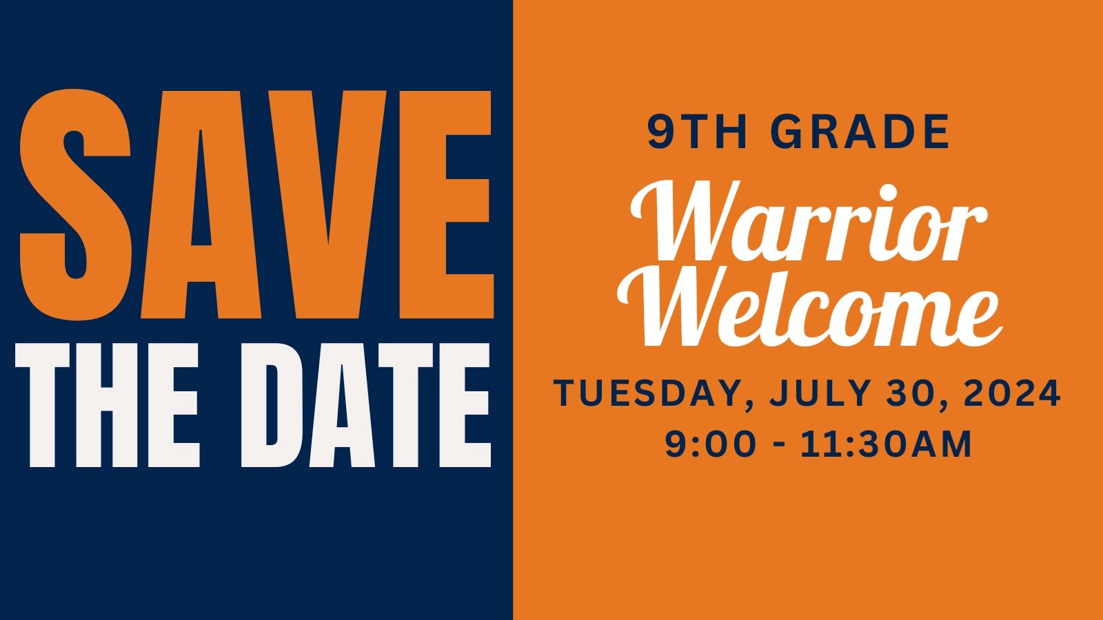 Save the Date Warrior Welcome 2024-25