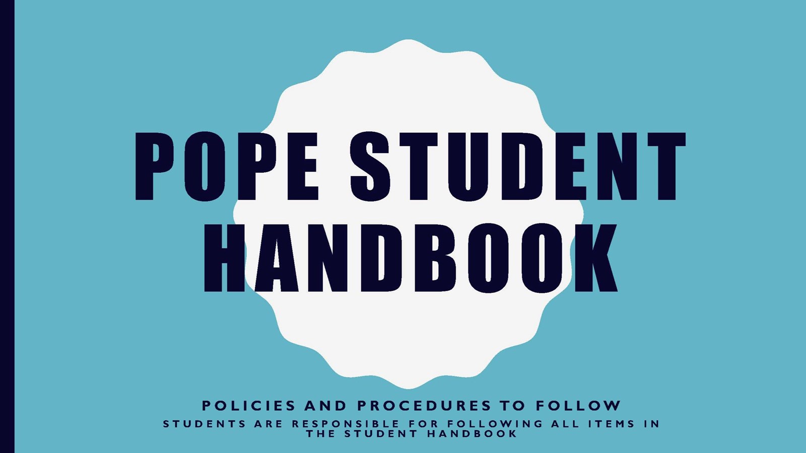 Pope Student Handbook cover page