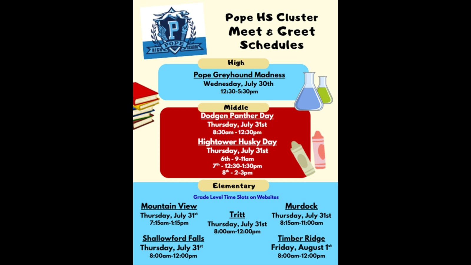 pope cluster meet and greet schedules