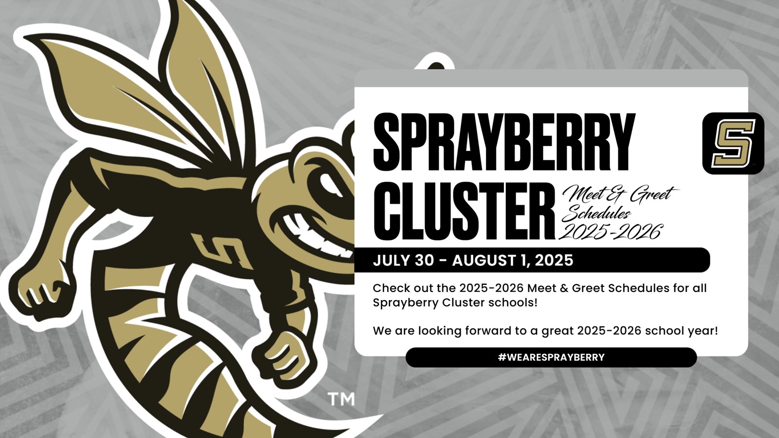 Sprayberry Cluster Meet & Greet Schedules | July 30 - August 1, 2025 | Sprayberry High School