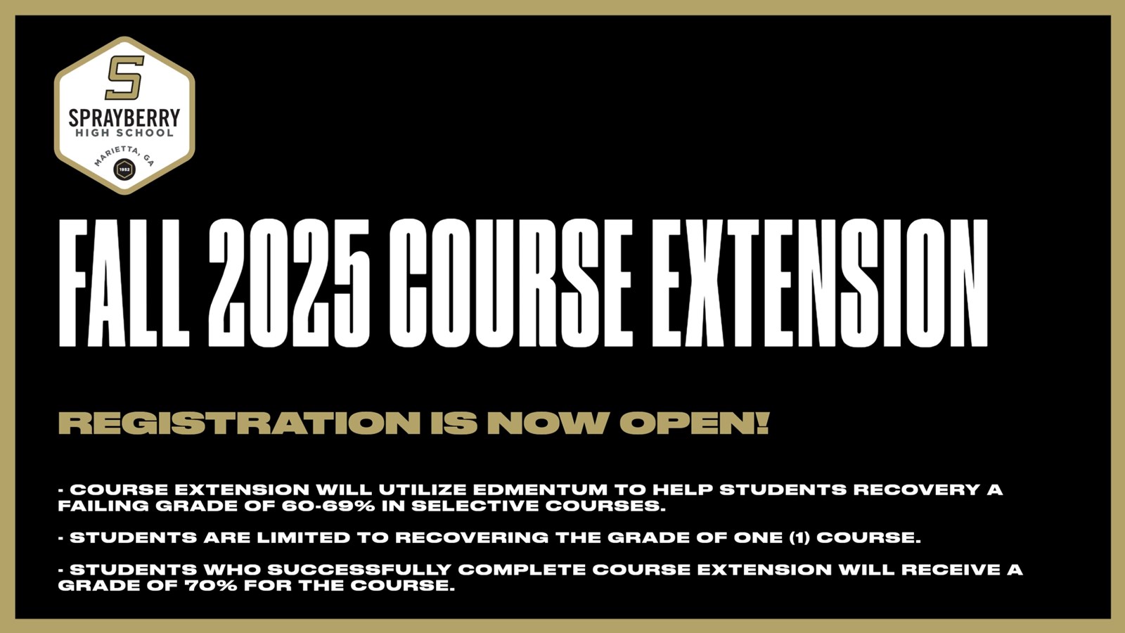 Fall 2025 Course Extension | Sprayberry High School