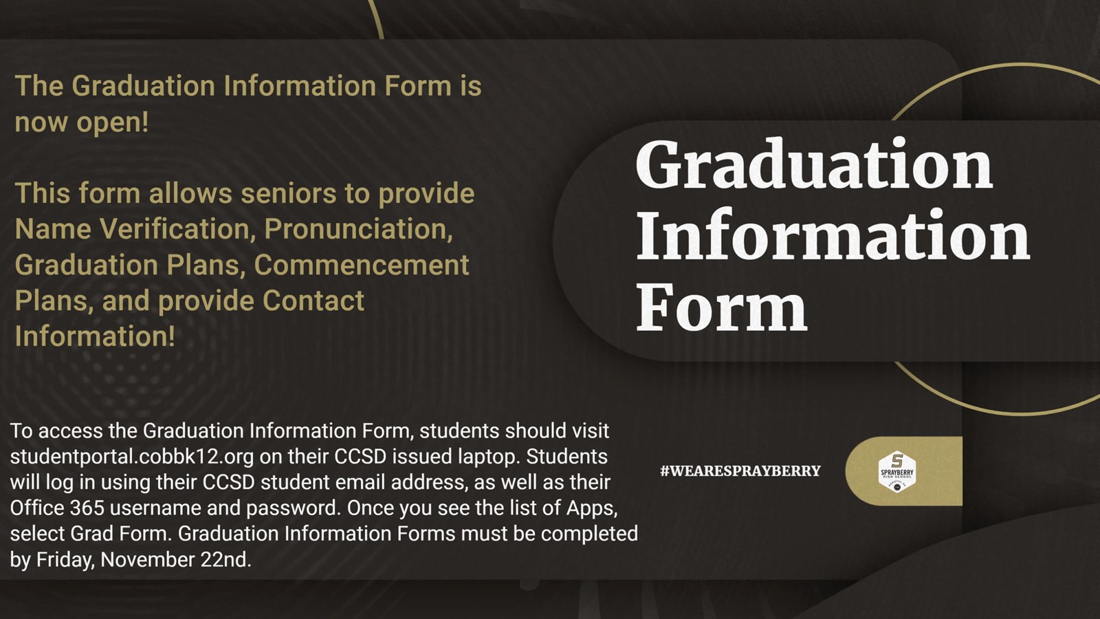 Graduation Information Form | Class of 2025 | Sprayberry High School 