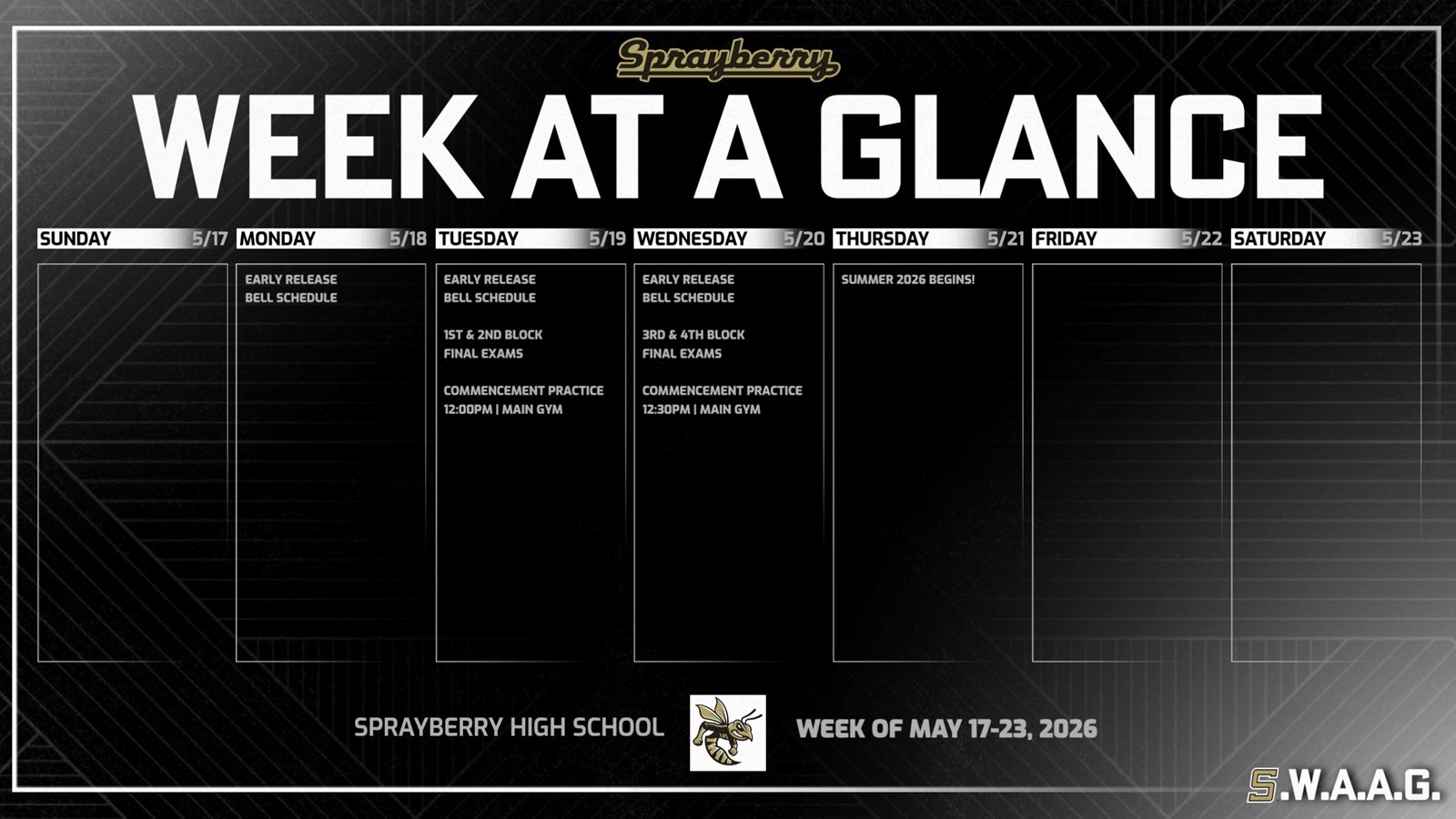 Sprayberry Week at a Glance | May 17-23, 2026 