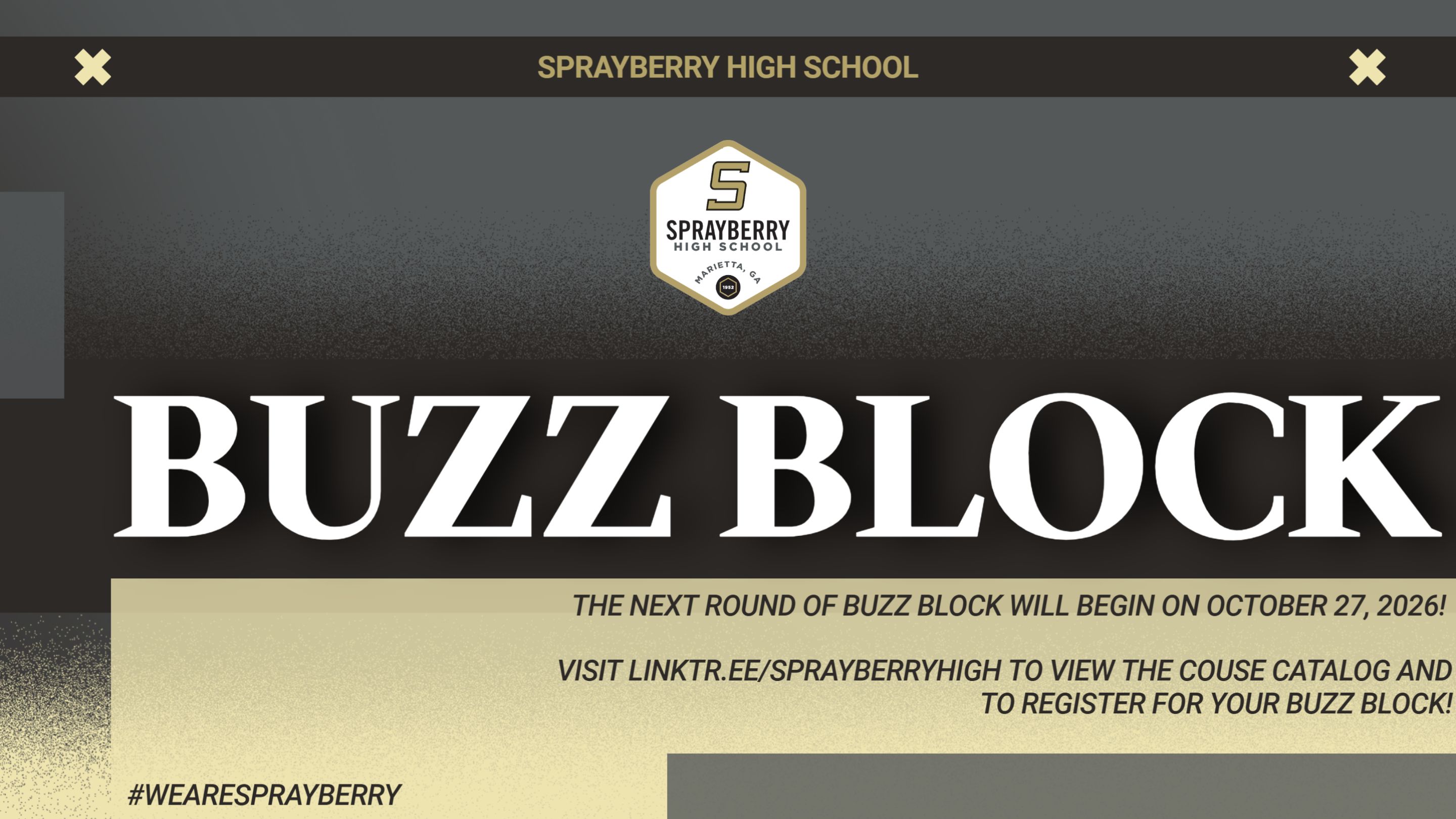 Buzz Block Registration | October 27-November 19 | Registration Closes 12:00pm October 22