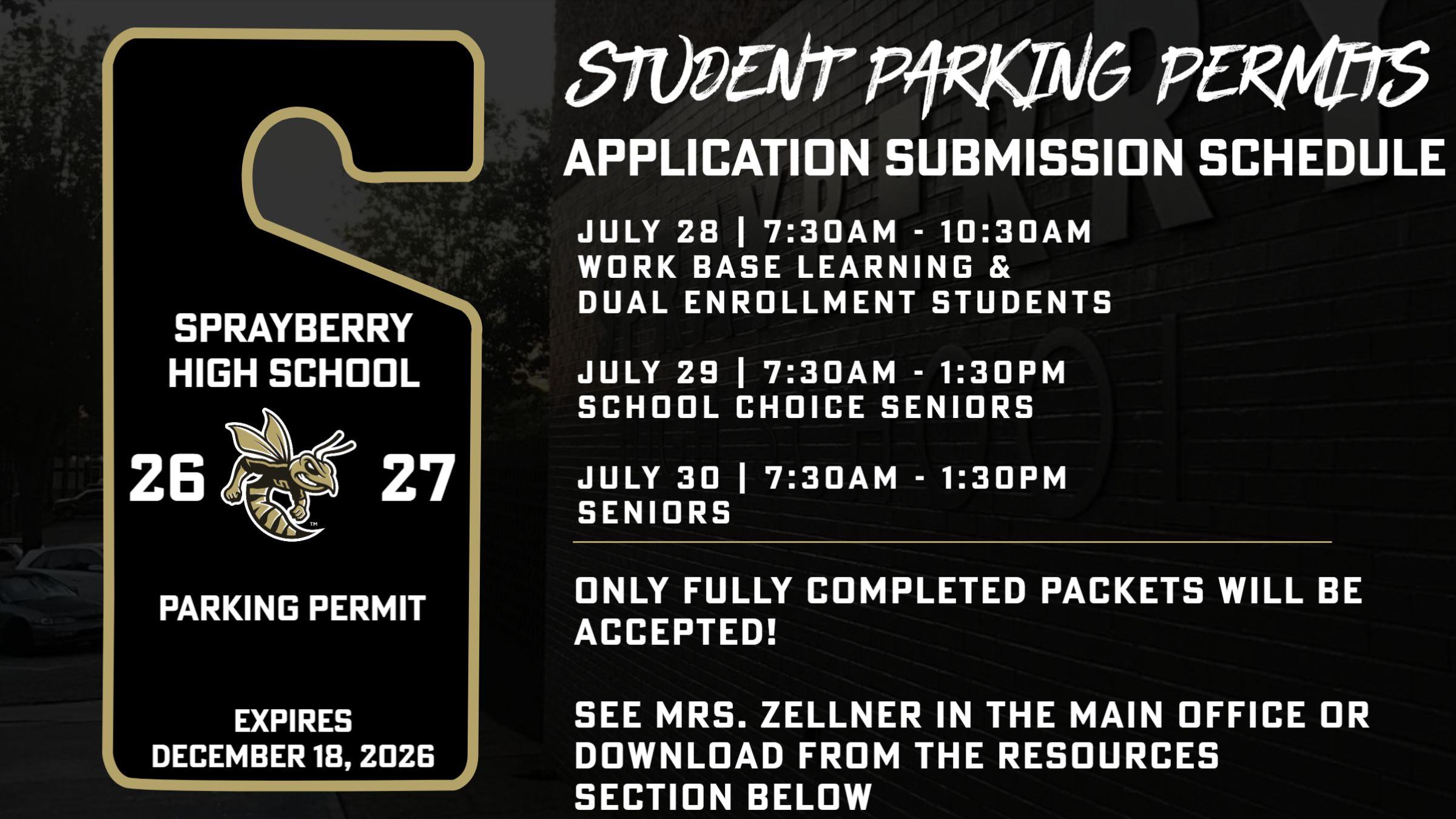 Fall 2026 | Student Parking Information | Sprayberry High School