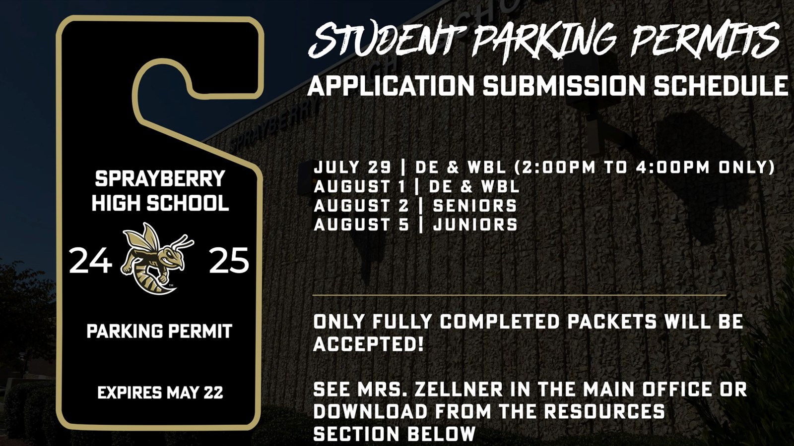 Fall 2024 Student Parking Information and Applications | Sprayberry High School