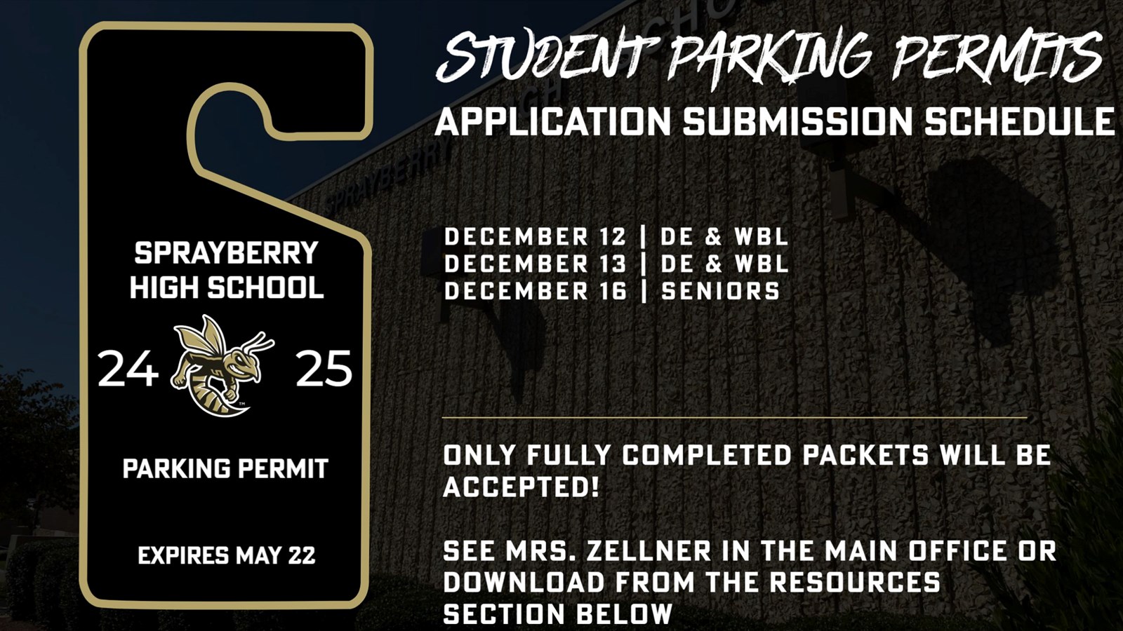 Spring 2025 Student Parking Information and Applications | Sprayberry High School