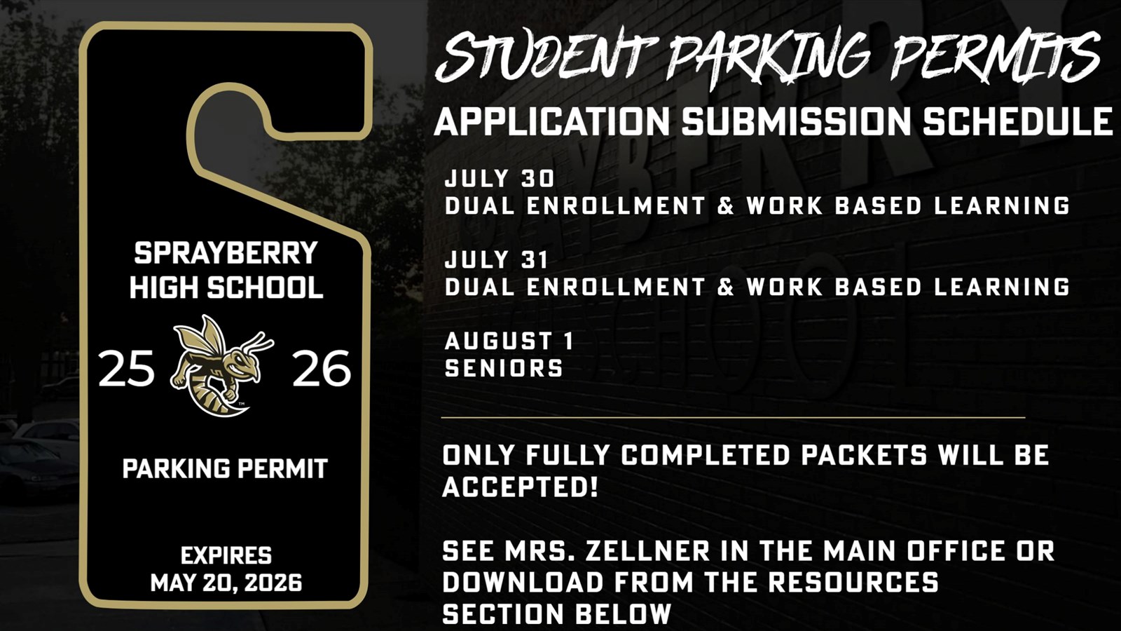 Fall 2025 Student Parking Information and Applications | Sprayberry High School