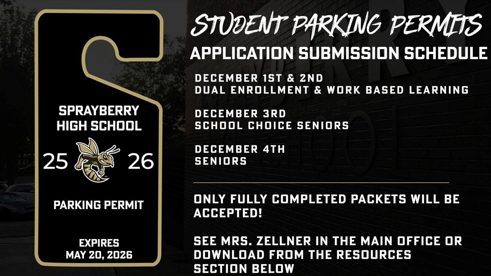 Spring 2026 Student Parking Information and Application | Sprayberry High School