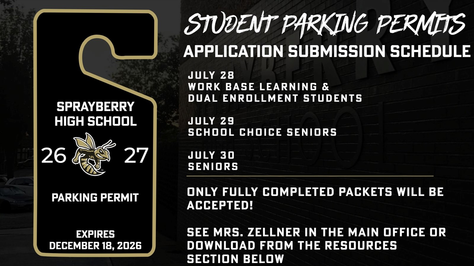 Fall 2026 | Student Parking Information | Sprayberry High School