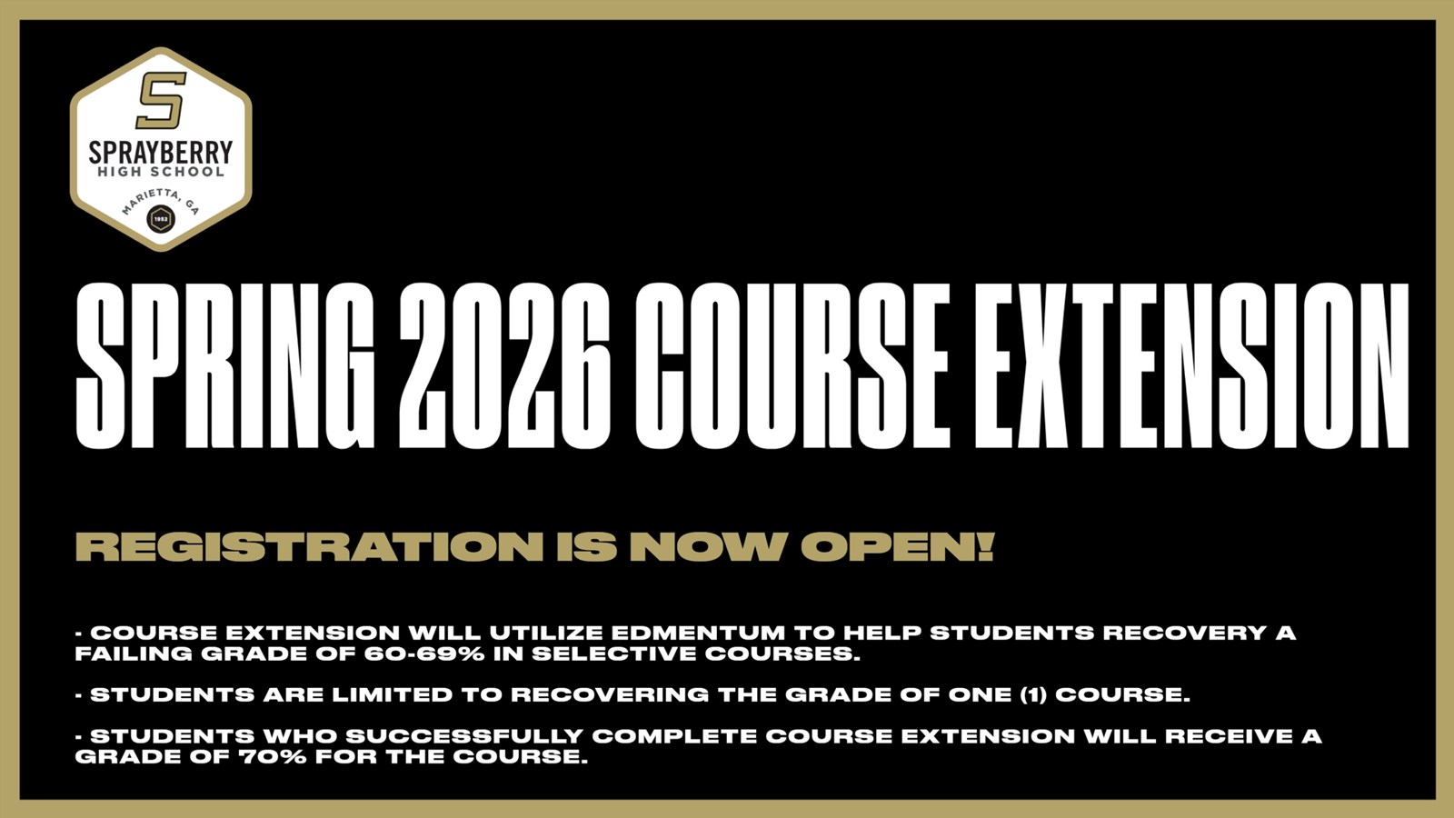 Spring 2026 Course Extension - Click HERE for More Info!
