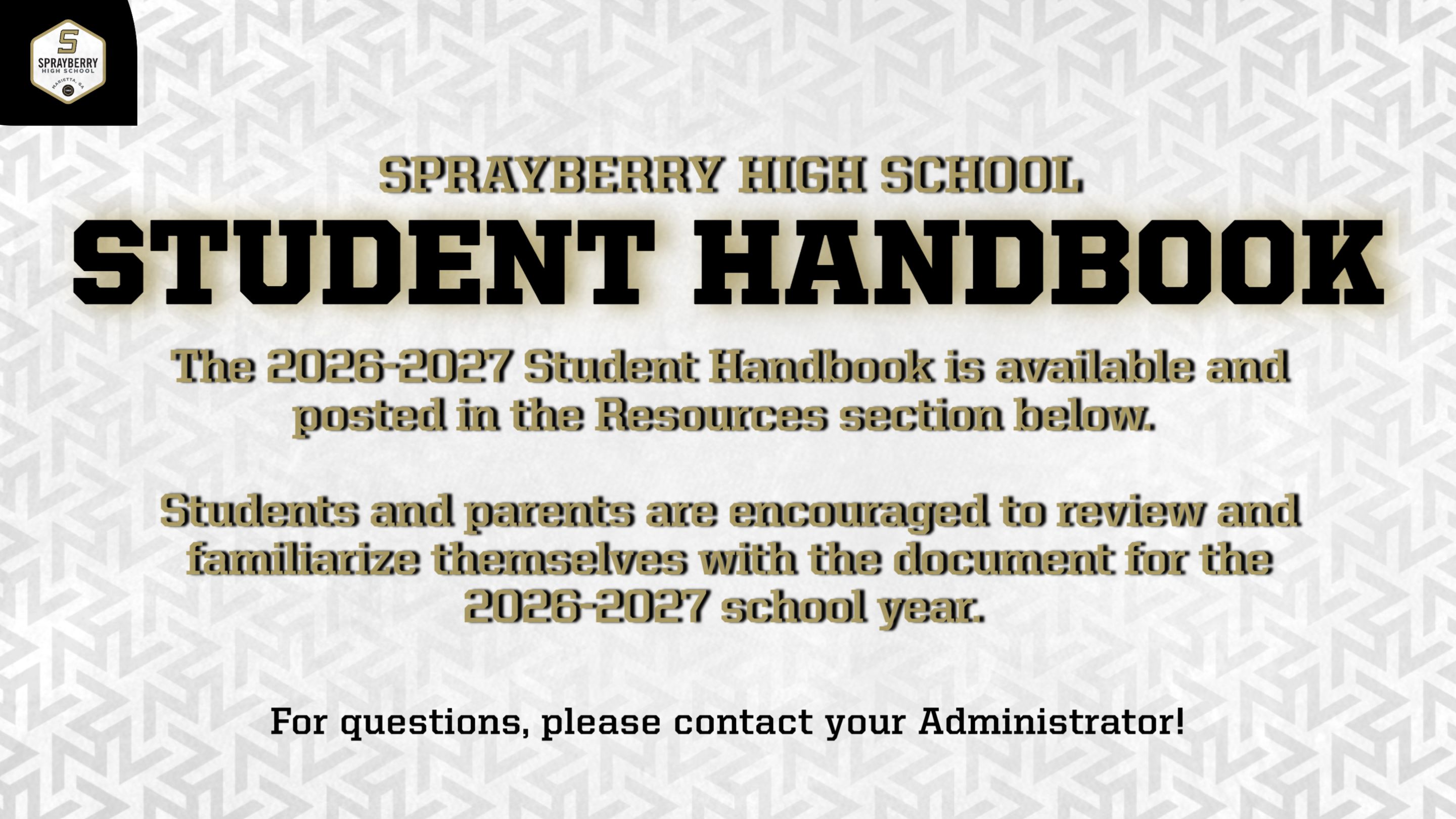 Sprayberry High School | Student Handbook | 2026-2027