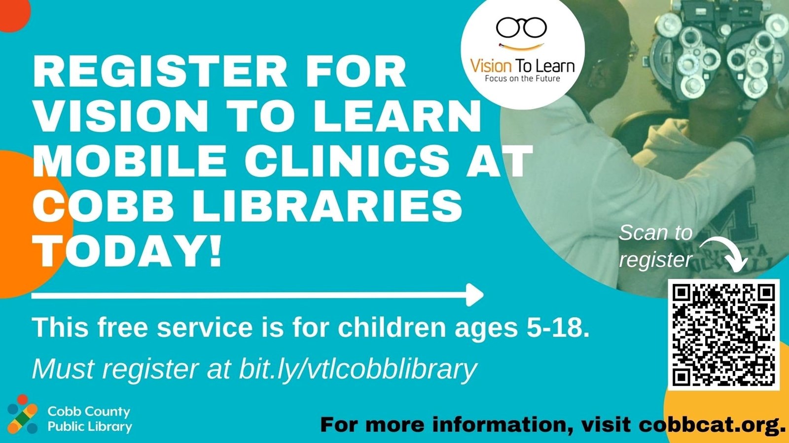 Register scan code for Vision to Learn and info 