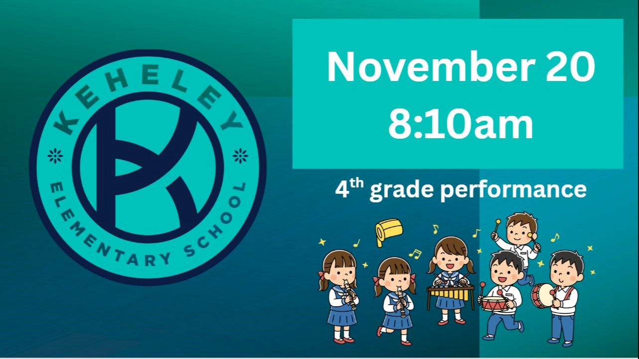 Teal background November 20 8:10am 4th grade performance picture of kids singing