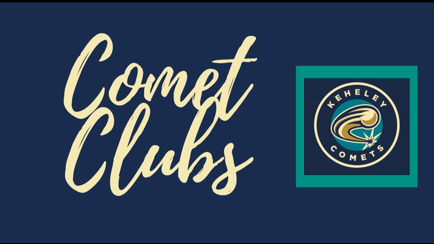 Navy background with Comet Club and Keheley Comets logo