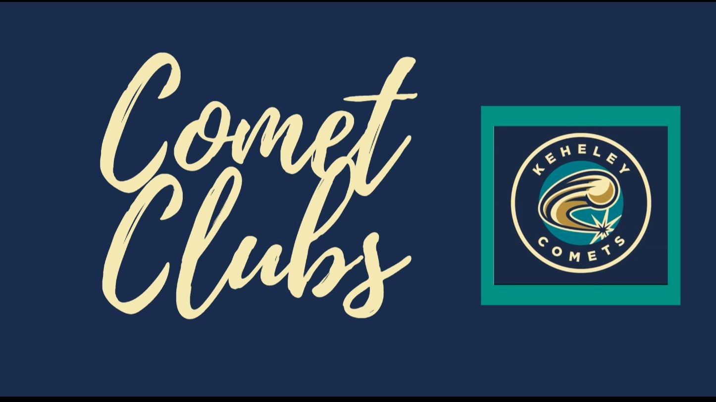 Navy background Comet Clubs and Keheley Comets logo