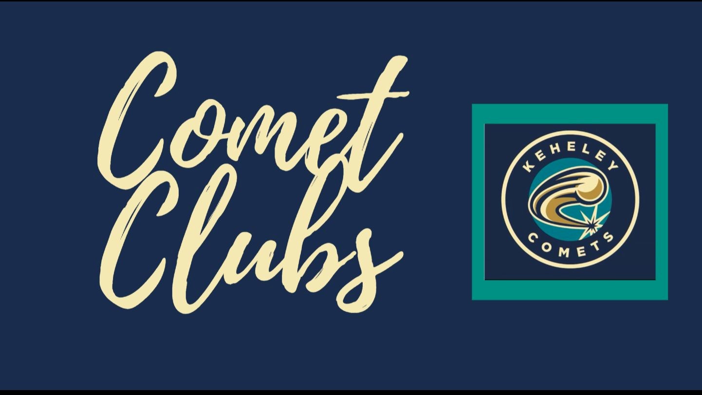 navy background Comet Clubs with Keheley Comet logo