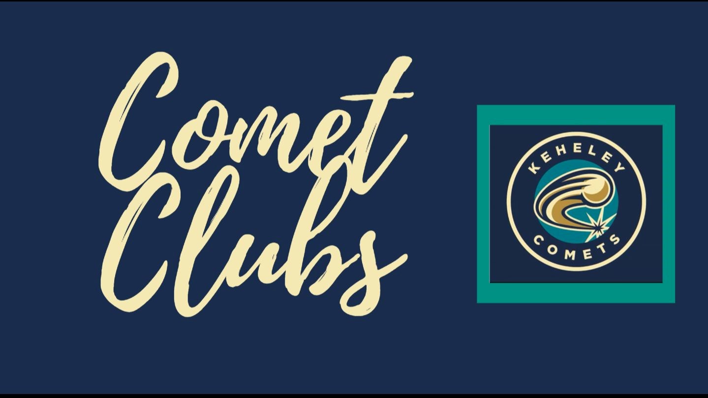 navy background Comet Clubs with Keheley Comet logo