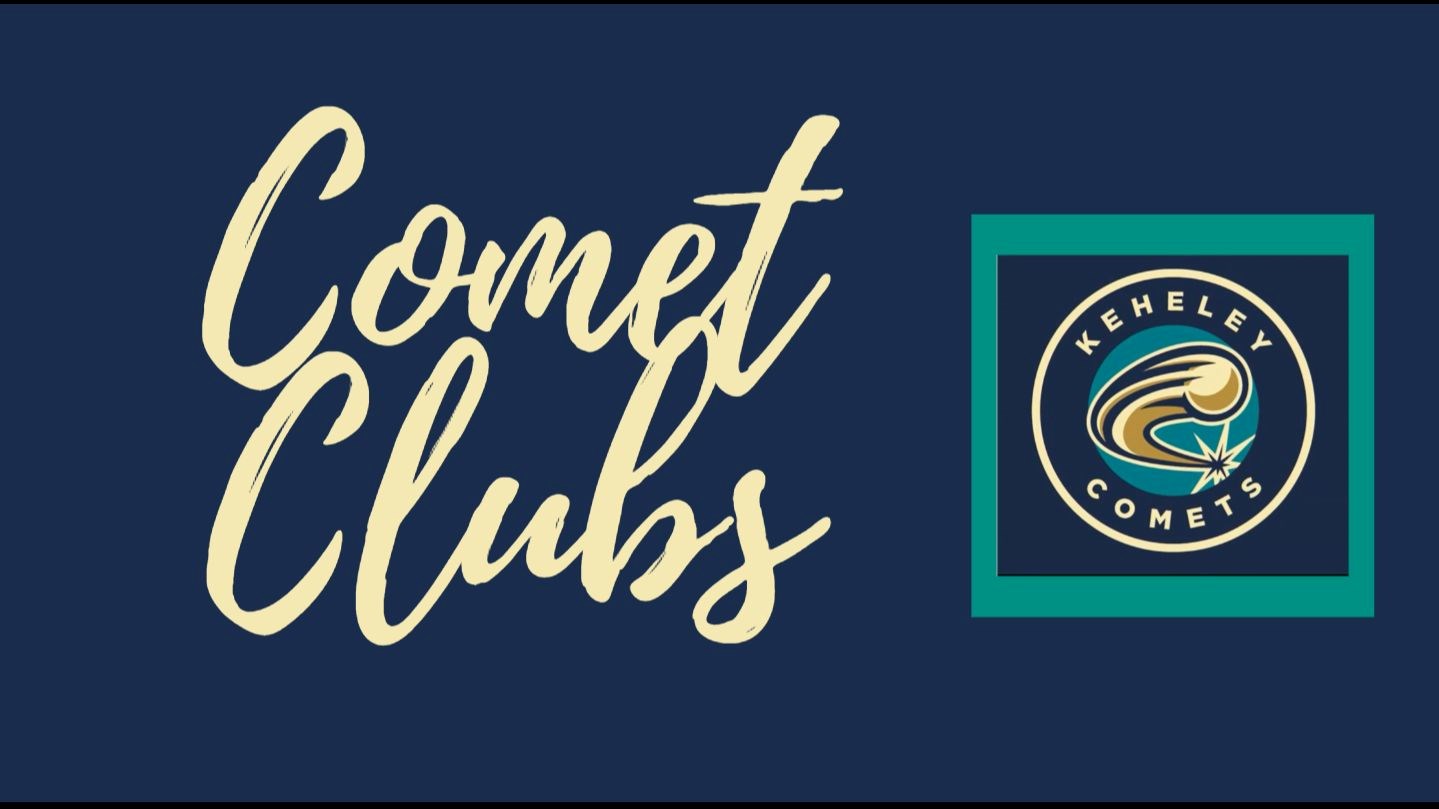 navy background Comet Clubs with Keheley Comet logo